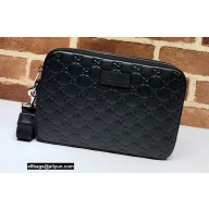 Gucci GG Embossed Men's Bag 495562 Black with Removable Wrist Strap