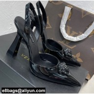 Versace Heel 11cm La Medusa Sling-back Pumps Patent Black 2021