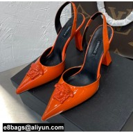 Versace Heel 11cm La Medusa Sling-back Pumps Patent Orange 2021