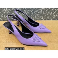 Versace Heel 6cm La Medusa Patent Leather Sling-back Pumps Lilac 2021