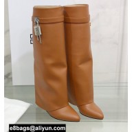 Givenchy Heel 9.5cm Shark Lock Pant Boots in Leather Brown 2021
