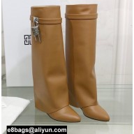 Givenchy Heel 9.5cm Shark Lock Pant Boots in Leather Camel 2021
