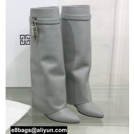 Givenchy Heel 9.5cm Shark Lock Pant Boots in Leather Gray 2021