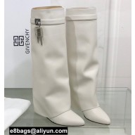 Givenchy Heel 9.5cm Shark Lock Pant Boots in Leather White 2021