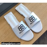 Balenciaga Squared Heel 2.5cm Box Sandals BB Logo Croco Pattern White 2021
