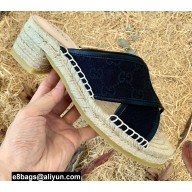 Gucci Heel 6cm GG Canvas Espadrilles Slide Sandals Black 2022