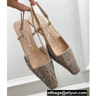 Gucci Heel 4cm Crystals Slingback Pumps Beige 2022