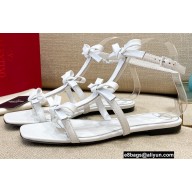 Valentino French Bows Kidskin Flat Sandals White 2021