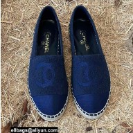 Chanel Tweed and Fabric CC Logo Espadrilles G29762 Navy Blue 2022