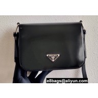 Prada Brushed Leather Shoulder Bag 1BD308 Black 2021