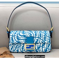 Fendi Medium Baguette 1997 Bag Glazed Canvas FF Vertigo Graphic Print Blue 2021