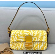 Fendi Medium Baguette 1997 Bag Glazed Canvas FF Vertigo Graphic Print Yellow 2021