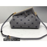 Fendi First Small Flannel Bag Gray with Karligraphy Embroidery 2021