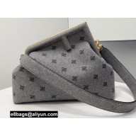 Fendi First Medium Flannel Bag Gray with Karligraphy Embroidery 2021