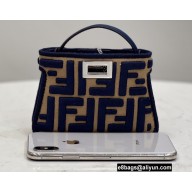 Fendi Nano Peekaboo Bag Charm FF Canvas Blue 2021