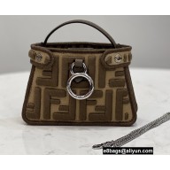 Fendi Nano Peekaboo Bag Charm FF Canvas Brown 2021