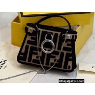 Fendi Nano Peekaboo Bag Charm FF Canvas Black 2021