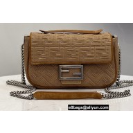 Fendi Medium MIDI Baguette Chain Bag Technical Mesh FF Fabric Beige 2021