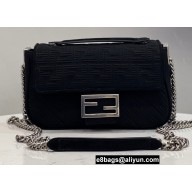 Fendi Medium MIDI Baguette Chain Bag Technical Mesh FF Fabric Black 2021