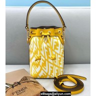 Fendi Mon Tresor Mini Bucket Bag Glazed Canvas FF Vertigo Graphic Print Yellow 2021
