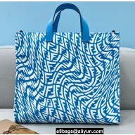 Fendi Shopper Tote Bag Glazed Canvas FF Vertigo Graphic Print Blue 2021