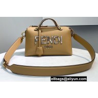 Fendi Python Logo Leather By The Way Medium Boston Bag Apricot