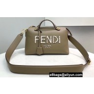Fendi Python Logo Leather By The Way Medium Boston Bag Gray