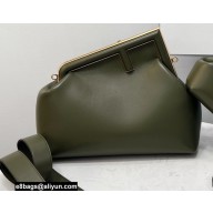 Fendi First Medium Leather Bag Dark Green 2021