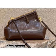 Fendi First Small Crocodile Pattern Bag Coffee 2021