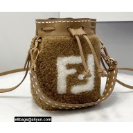 Fendi Mon Tresor Mini Bucket Bag Sheepskin Brown 2021