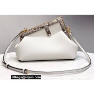 Fendi First Small Leather Bag White/Python Details 2021