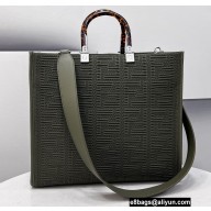 Fendi Technical Mesh FF Fabric Sunshine Medium Shopper Tote Bag Dark Green 2021