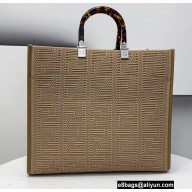 Fendi Technical Mesh FF Fabric Sunshine Medium Shopper Tote Bag Beige 2021