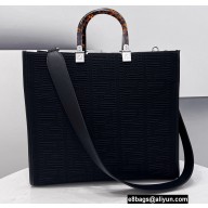 Fendi Technical Mesh FF Fabric Sunshine Medium Shopper Tote Bag Black 2021