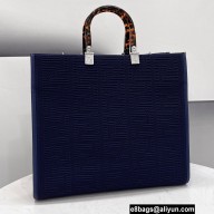 Fendi Technical Mesh FF Fabric Sunshine Medium Shopper Tote Bag Dark Blue 2021