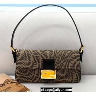 Fendi Medium Baguette 1997 Bag Brown Jacquard Fabric FF Vertigo Graphic Print 2021