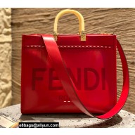 Fendi Leather Sunshine Medium Shopper Tote Bag Red 2021