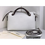 Fendi FF Motif Handle Leather By The Way Mini Boston Bag White