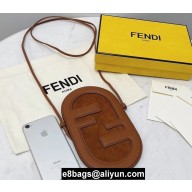 Fendi Leather and Suede 12 PRO PHONE HOLDER Pouch Bag Brown 2021