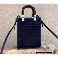 Fendi Technical Mesh FF Fabric Mini Sunshine Shopper Bag Dark Blue 2021