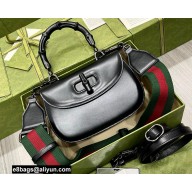 Gucci leather Small top handle bag with Bamboo 675797 Black 2021