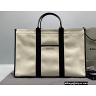 Balenciaga Hardware Large Tote Bag in Cotton Canvas Black/Light Beige 2021