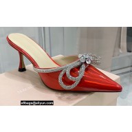 Mach & Mach Heel 6.5cm Double Bow Mules Iridescent Leather Red 2021