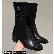 Chanel Grosgrain Knit and Calfskin Ankle Boots G38522 Black 2022