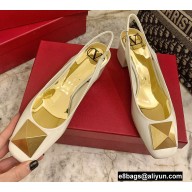 Valentino Heel 6cm ONE STUD Slingbacks in Patent Leather White 2022