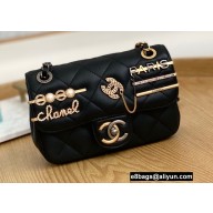 Chanel Pearls Charms Mini Flap Bag AS2978 Black 2022