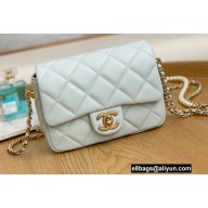 Chanel Pearls Chain Mini Flap Bag AS2855 Light Blue 2022