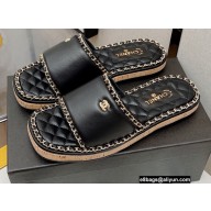 Chanel Platform 2cm Lambskin Chain Around Mules Black 2022