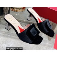 Roger Vivier Heel 7cm Cube Strass Heel Mules Velvet Black 2022