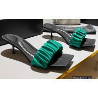 Alexander Wang Heel 5cm Jessie Scrunchie Slide Sandals In Satin Green 2022